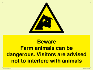 Beware Farm animals can be dangerous. Visitors are advised not to interfere with animals